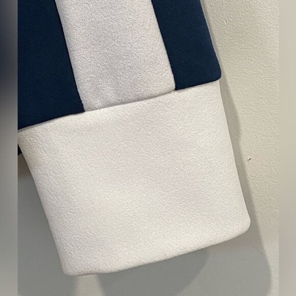 Halston V- neck Pullover Blouse/ Long Sleeve Top Navy Blue / White S - Picture 2 of 6